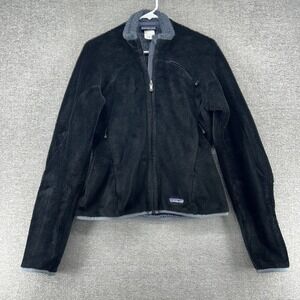 Patagonia Fuzzy Sherpa Full Zip Jacket Women Size Small Black Winter Polartec